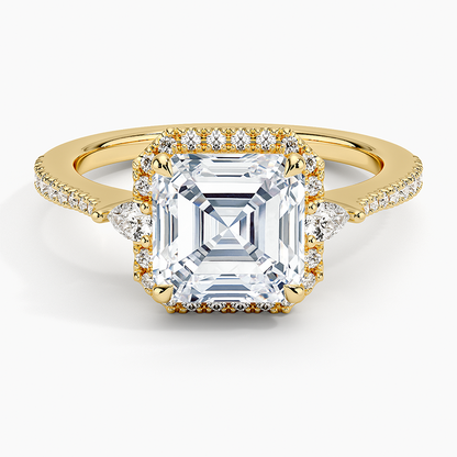 2.20 Karat Asscher Halo Tasarım Tektaş Laboratuvar Pırlanta Yüzük  18K -Vittora - Bold Diamonds