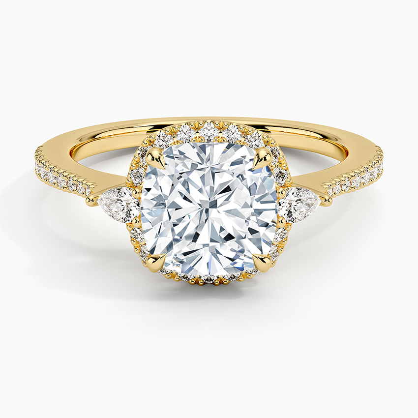 2.20 Karat Cushion Halo Tasarım Tektaş Laboratuvar Pırlanta Yüzük 18K  -Vittora - Bold Diamonds