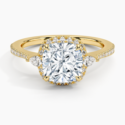 2.20 Karat Cushion Halo Tasarım Tektaş Laboratuvar Pırlanta Yüzük 18K  -Vittora - Bold Diamonds