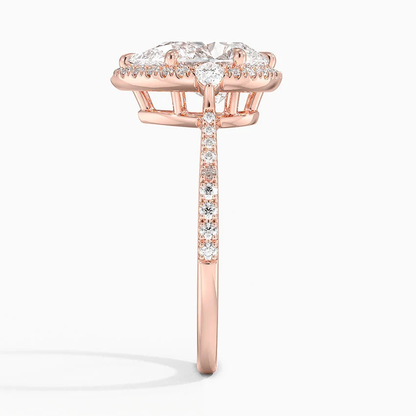 2.20 Karat Damla Halo Tasarım Tektaş Laboratuvar Pırlanta Yüzük 18K  -Vittora - Bold Diamonds