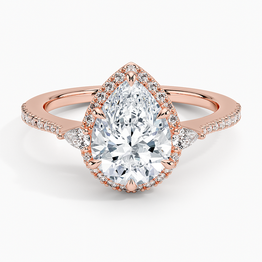 2.20 Karat Damla Halo Tasarım Tektaş Laboratuvar Pırlanta Yüzük 18K  -Vittora - Bold Diamonds