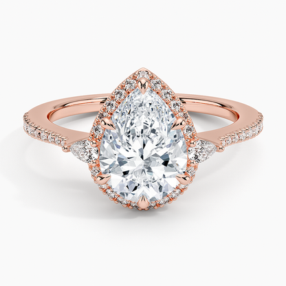2.20 Karat Damla Halo Tasarım Tektaş Laboratuvar Pırlanta Yüzük 18K  -Vittora - Bold Diamonds