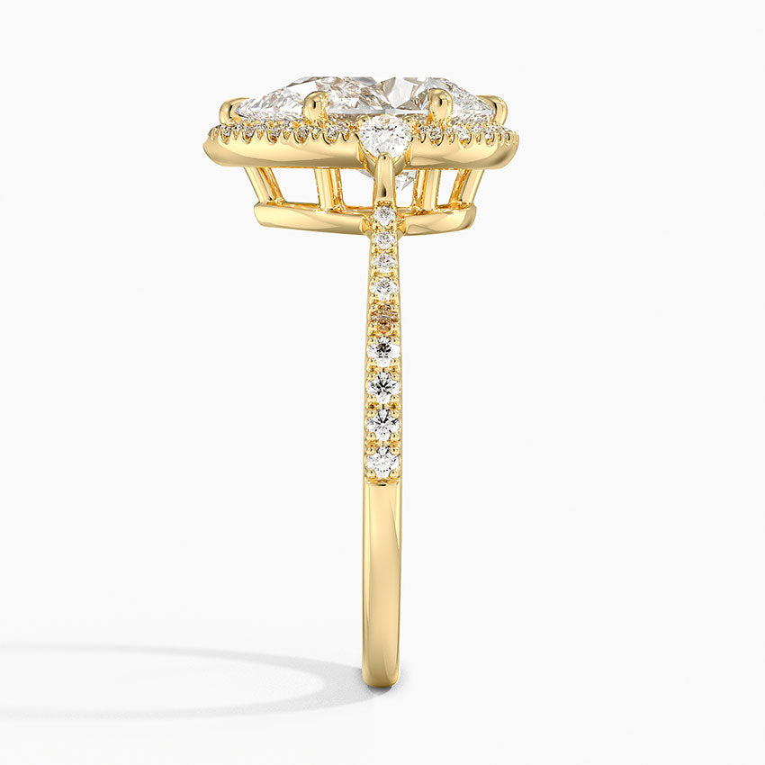 2.20 Karat Damla Halo Tasarım Tektaş Laboratuvar Pırlanta Yüzük 18K  -Vittora - Bold Diamonds