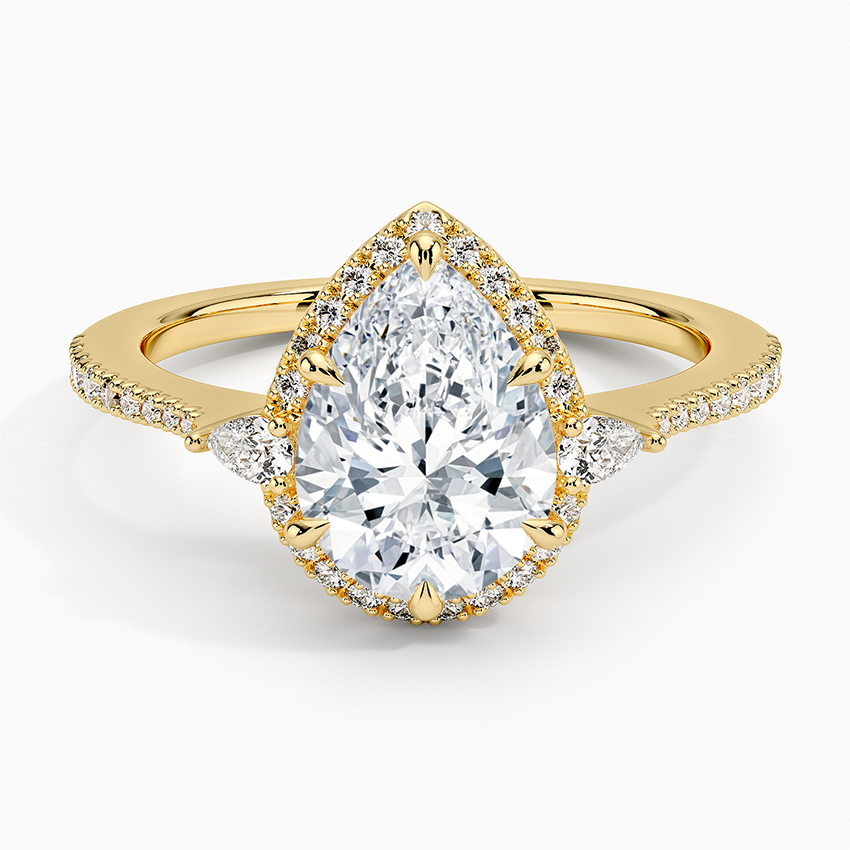 2.20 Karat Damla Halo Tasarım Tektaş Laboratuvar Pırlanta Yüzük 18K  -Vittora - Bold Diamonds