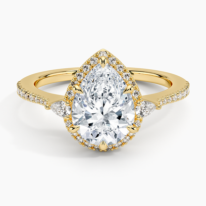 2.20 Karat Damla Halo Tasarım Tektaş Laboratuvar Pırlanta Yüzük 18K  -Vittora - Bold Diamonds