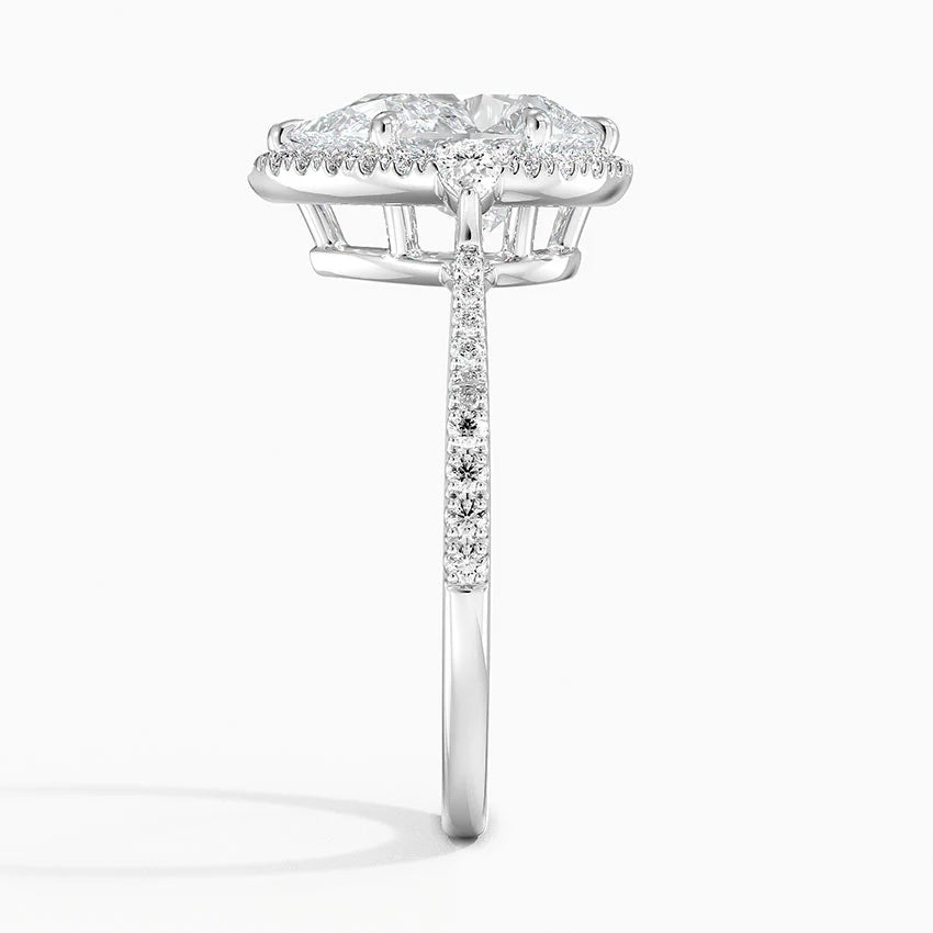 2.20 Karat Damla Halo Tasarım Tektaş Laboratuvar Pırlanta Yüzük 18K  -Vittora - Bold Diamonds