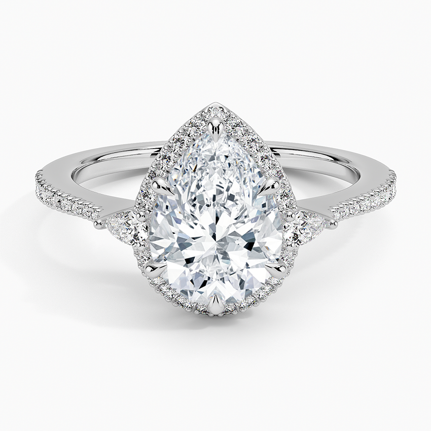 2.20 Karat Damla Halo Tasarım Tektaş Laboratuvar Pırlanta Yüzük 18K  -Vittora - Bold Diamonds