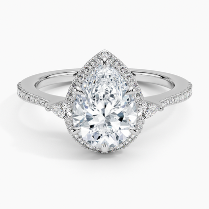 2.20 Karat Damla Halo Tasarım Tektaş Laboratuvar Pırlanta Yüzük 18K  -Vittora - Bold Diamonds