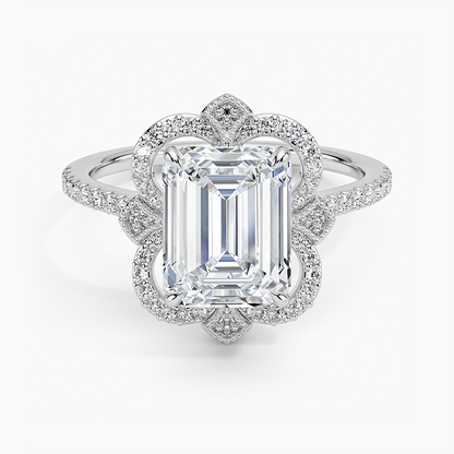 2,20 Karat Emerald Halo Tasarım Tektaş Laboratuvar Pırlanta Yüzük 18K -Coronna - Bold Diamonds