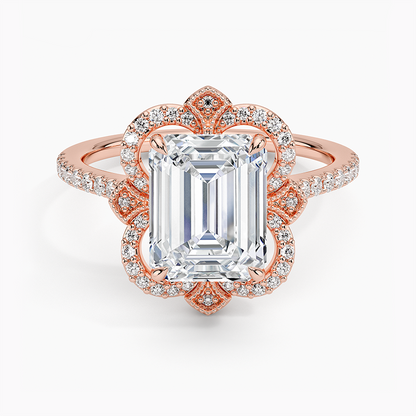 2,20 Karat Emerald Halo Tasarım Tektaş Laboratuvar Pırlanta Yüzük 18K -Coronna - Bold Diamonds