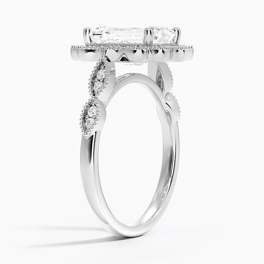 2,20 Karat Emerald Halo Tasarım Tektaş Laboratuvar Pırlanta Yüzük 18K - Radiara - Bold Diamonds