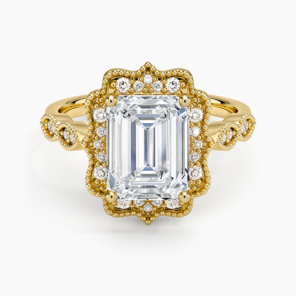 2,20 Karat Emerald Halo Tasarım Tektaş Laboratuvar Pırlanta Yüzük 18K - Radiara - Bold Diamonds