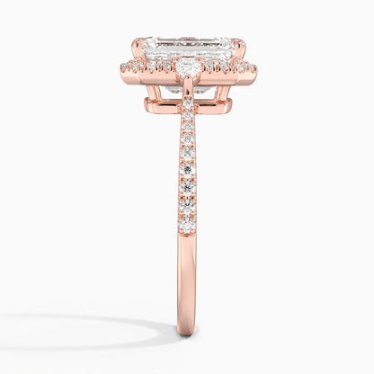 2.20 Karat Emerald Halo Tasarım Tektaş Laboratuvar Pırlanta Yüzük 18k  - Vittora - Bold Diamonds