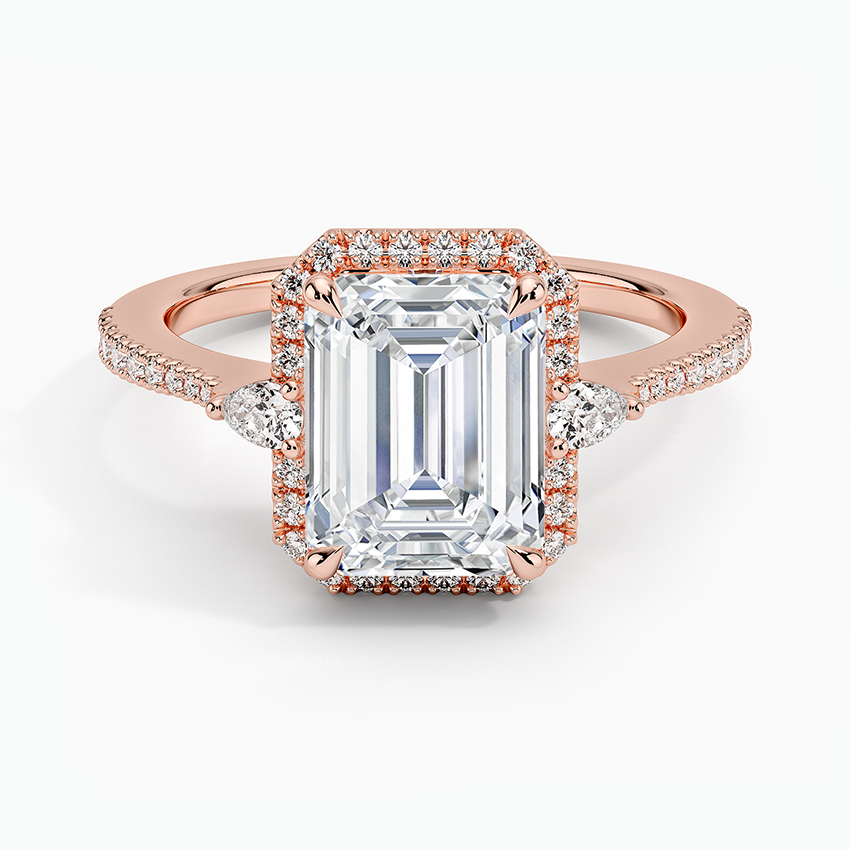 2.20 Karat Emerald Halo Tasarım Tektaş Laboratuvar Pırlanta Yüzük 18k  - Vittora - Bold Diamonds