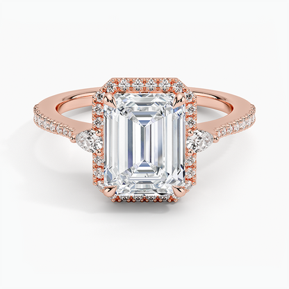 2.20 Karat Emerald Halo Tasarım Tektaş Laboratuvar Pırlanta Yüzük 18k  - Vittora - Bold Diamonds