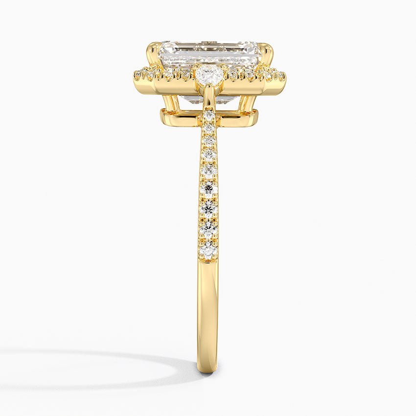 2.20 Karat Emerald Halo Tasarım Tektaş Laboratuvar Pırlanta Yüzük 18k  - Vittora - Bold Diamonds