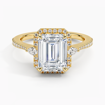 2.20 Karat Emerald Halo Tasarım Tektaş Laboratuvar Pırlanta Yüzük 18k  - Vittora - Bold Diamonds