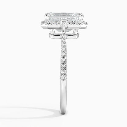 2.20 Karat Emerald Halo Tasarım Tektaş Laboratuvar Pırlanta Yüzük 18k  - Vittora - Bold Diamonds