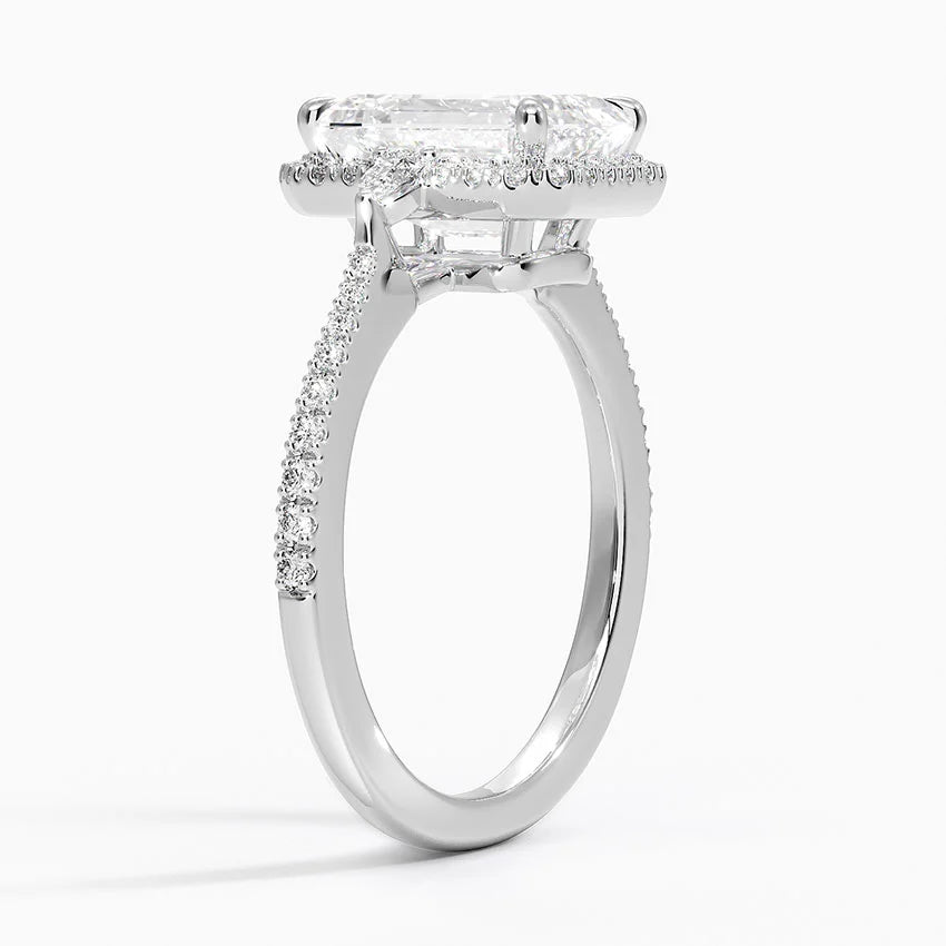 2.20 Karat Emerald Halo Tasarım Tektaş Laboratuvar Pırlanta Yüzük 18k  - Vittora - Bold Diamonds