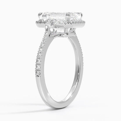 2.20 Karat Emerald Halo Tasarım Tektaş Laboratuvar Pırlanta Yüzük 18k  - Vittora - Bold Diamonds