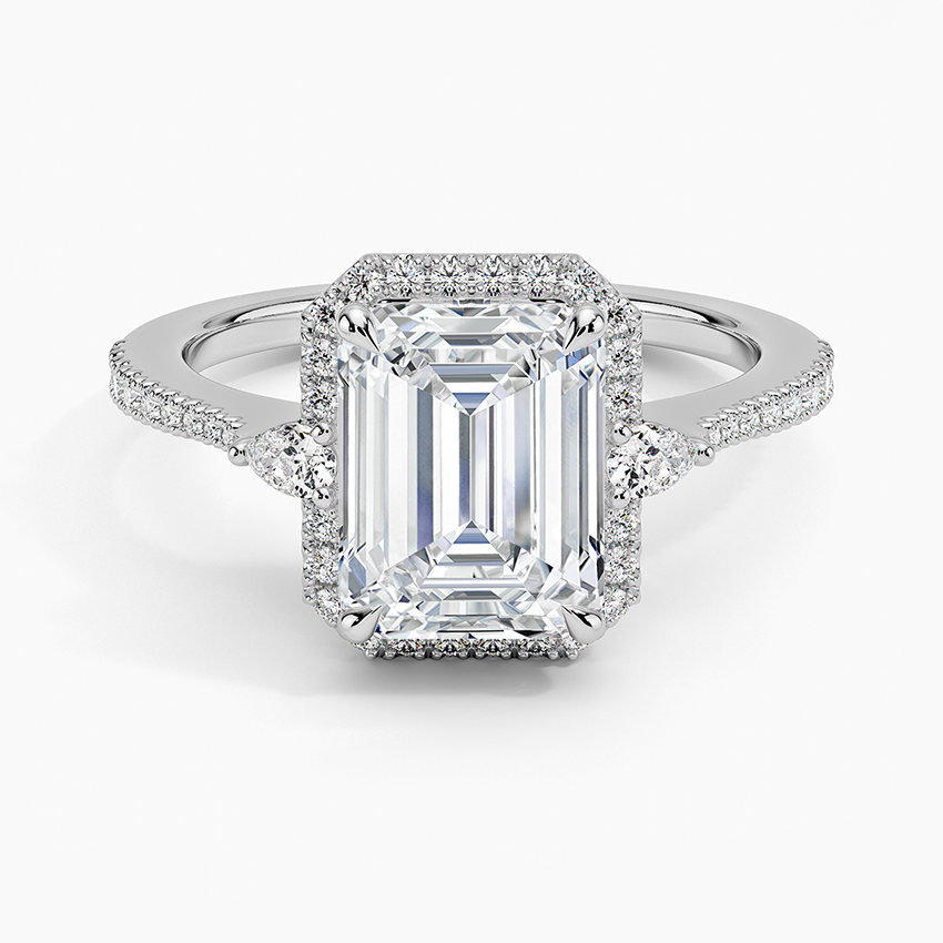 2.20 Karat Emerald Halo Tasarım Tektaş Laboratuvar Pırlanta Yüzük 18k  - Vittora - Bold Diamonds