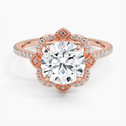 2,20 Karat Halo Tasarım Tektaş Laboratuvar Pırlanta Yüzük 18K -Coronna - Bold Diamonds