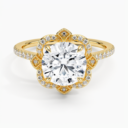 2,20 Karat Halo Tasarım Tektaş Laboratuvar Pırlanta Yüzük 18K -Coronna - Bold Diamonds