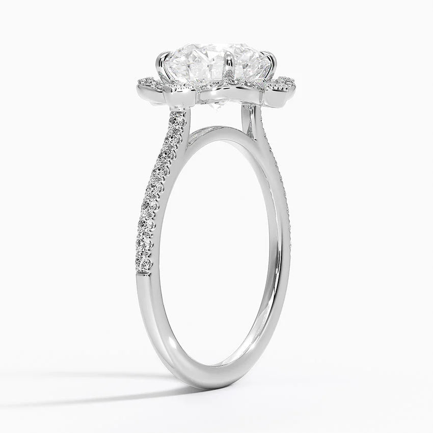 2,20 Karat Halo Tasarım Tektaş Laboratuvar Pırlanta Yüzük 18K -Coronna - Bold Diamonds