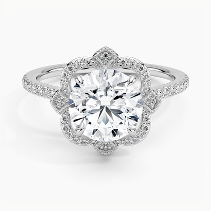 2,20 Karat Halo Tasarım Tektaş Laboratuvar Pırlanta Yüzük 18K -Coronna - Bold Diamonds