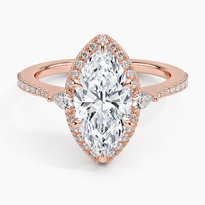 2.20 Karat Marquise Halo Tasarım Tektaş Laboratuvar Pırlanta Yüzük 18K  -Vittora - Bold Diamonds