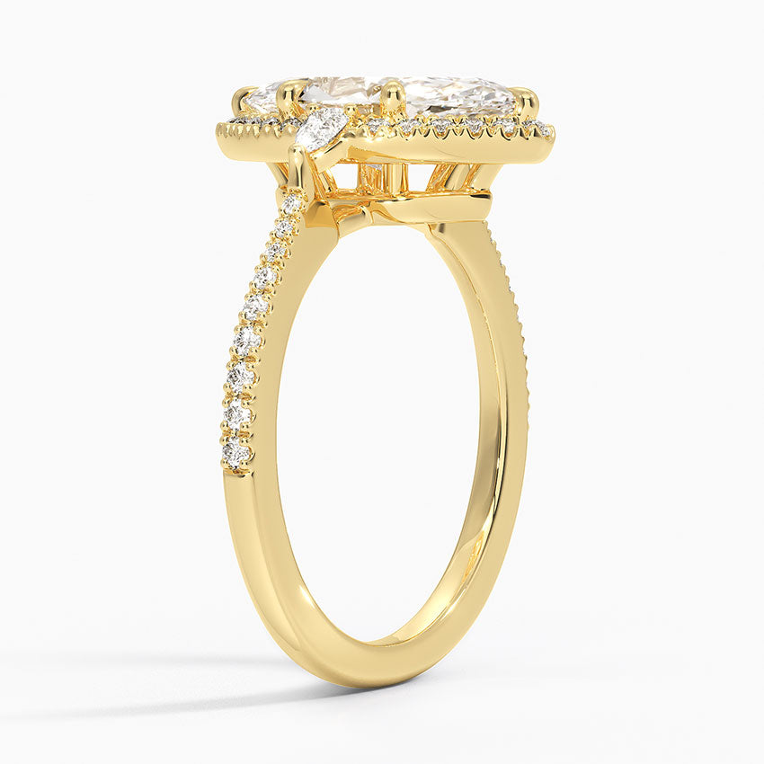 2.20 Karat Marquise Halo Tasarım Tektaş Laboratuvar Pırlanta Yüzük 18K  -Vittora - Bold Diamonds