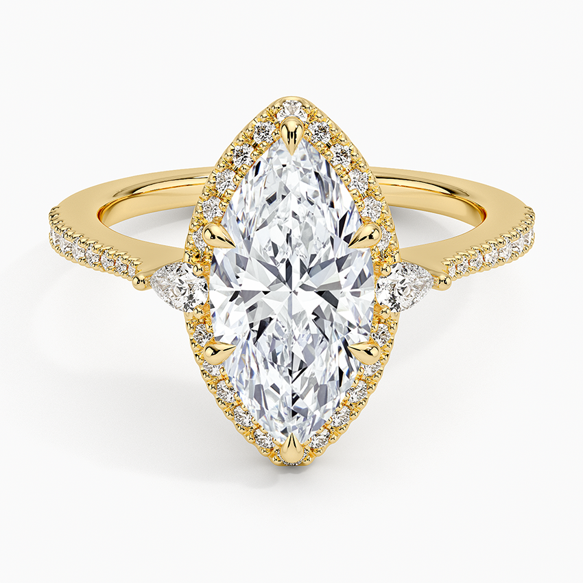 2.20 Karat Marquise Halo Tasarım Tektaş Laboratuvar Pırlanta Yüzük 18K  -Vittora - Bold Diamonds