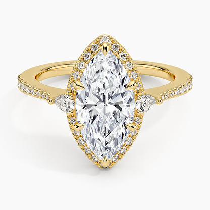2.20 Karat Marquise Halo Tasarım Tektaş Laboratuvar Pırlanta Yüzük 18K  -Vittora - Bold Diamonds