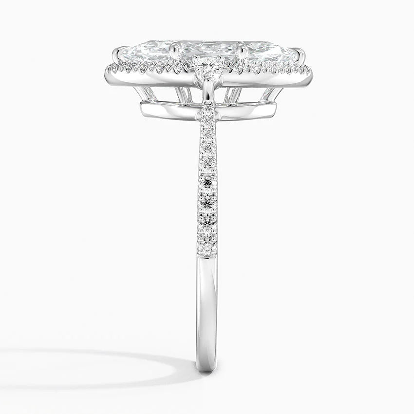 2.20 Karat Marquise Halo Tasarım Tektaş Laboratuvar Pırlanta Yüzük 18K  -Vittora - Bold Diamonds