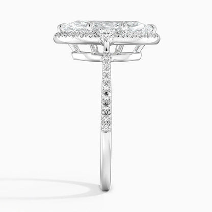 2.20 Karat Marquise Halo Tasarım Tektaş Laboratuvar Pırlanta Yüzük 18K  -Vittora - Bold Diamonds