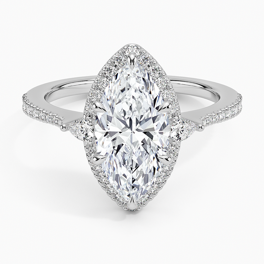2.20 Karat Marquise Halo Tasarım Tektaş Laboratuvar Pırlanta Yüzük 18K  -Vittora - Bold Diamonds