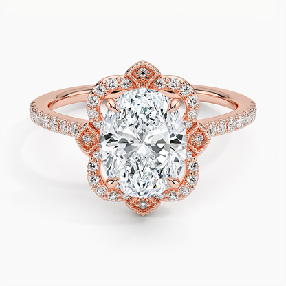 2,20 Karat Oval Halo Tasarım Tektaş Laboratuvar Pırlanta Yüzük 18K -Coronna - Bold Diamonds