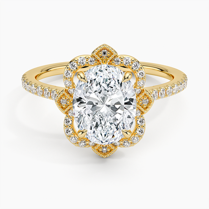 2,20 Karat Oval Halo Tasarım Tektaş Laboratuvar Pırlanta Yüzük 18K -Coronna - Bold Diamonds