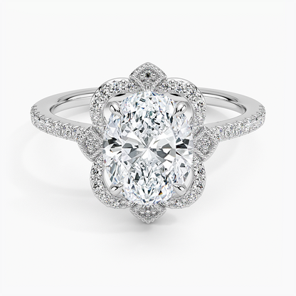 2,20 Karat Oval Halo Tasarım Tektaş Laboratuvar Pırlanta Yüzük 18K -Coronna - Bold Diamonds