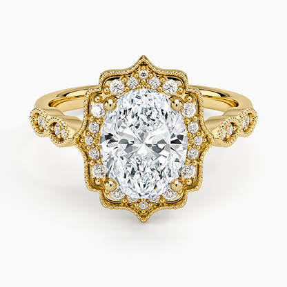 2,20 Karat Oval Halo Tasarım Tektaş Laboratuvar Pırlanta Yüzük 18K -Radiara - Bold Diamonds