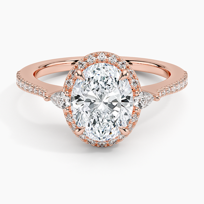 2.20 Karat Oval Halo Tasarım Tektaş Laboratuvar Pırlanta Yüzük  18k -Vittora - Bold Diamonds