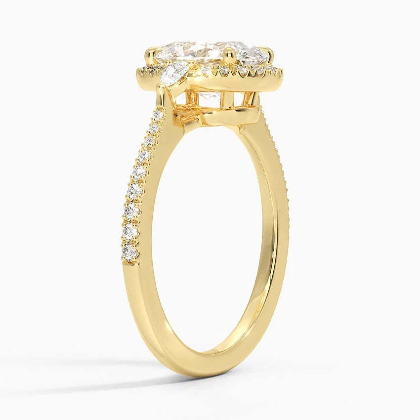 2.20 Karat Oval Halo Tasarım Tektaş Laboratuvar Pırlanta Yüzük  18k -Vittora - Bold Diamonds
