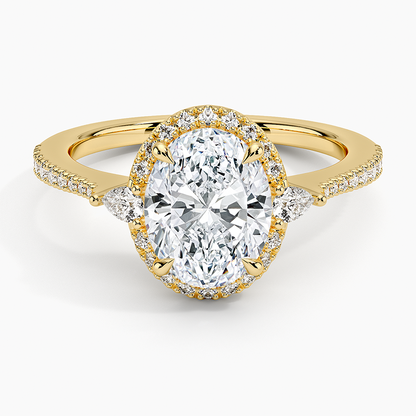 2.20 Karat Oval Halo Tasarım Tektaş Laboratuvar Pırlanta Yüzük  18k -Vittora - Bold Diamonds