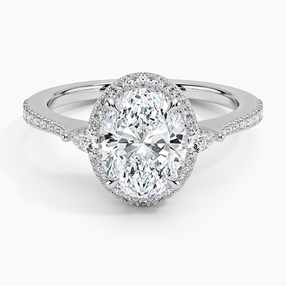 2.20 Karat Oval Halo Tasarım Tektaş Laboratuvar Pırlanta Yüzük  18k -Vittora - Bold Diamonds