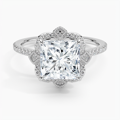 2,20 Karat Prenses Halo Tasarım Tektaş Laboratuvar Pırlanta Yüzük 18K -Coronna - Bold Diamonds