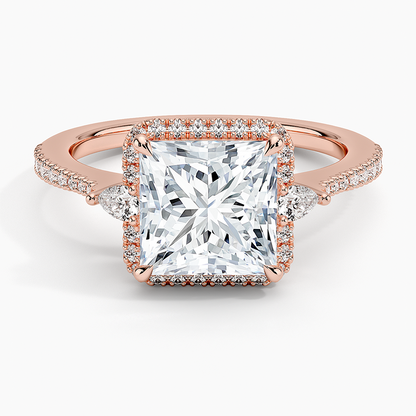 2.20 Karat Prenses Halo Tasarım Tektaş Laboratuvar Pırlanta Yüzük  18K -Vittora - Bold Diamonds