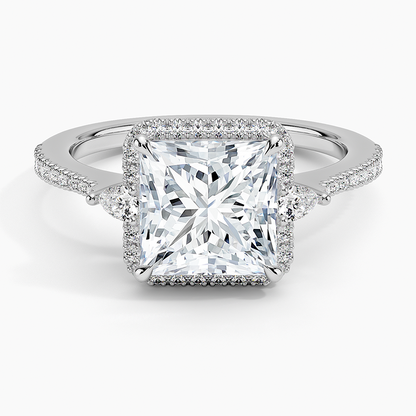 2.20 Karat Prenses Halo Tasarım Tektaş Laboratuvar Pırlanta Yüzük  18K -Vittora - Bold Diamonds
