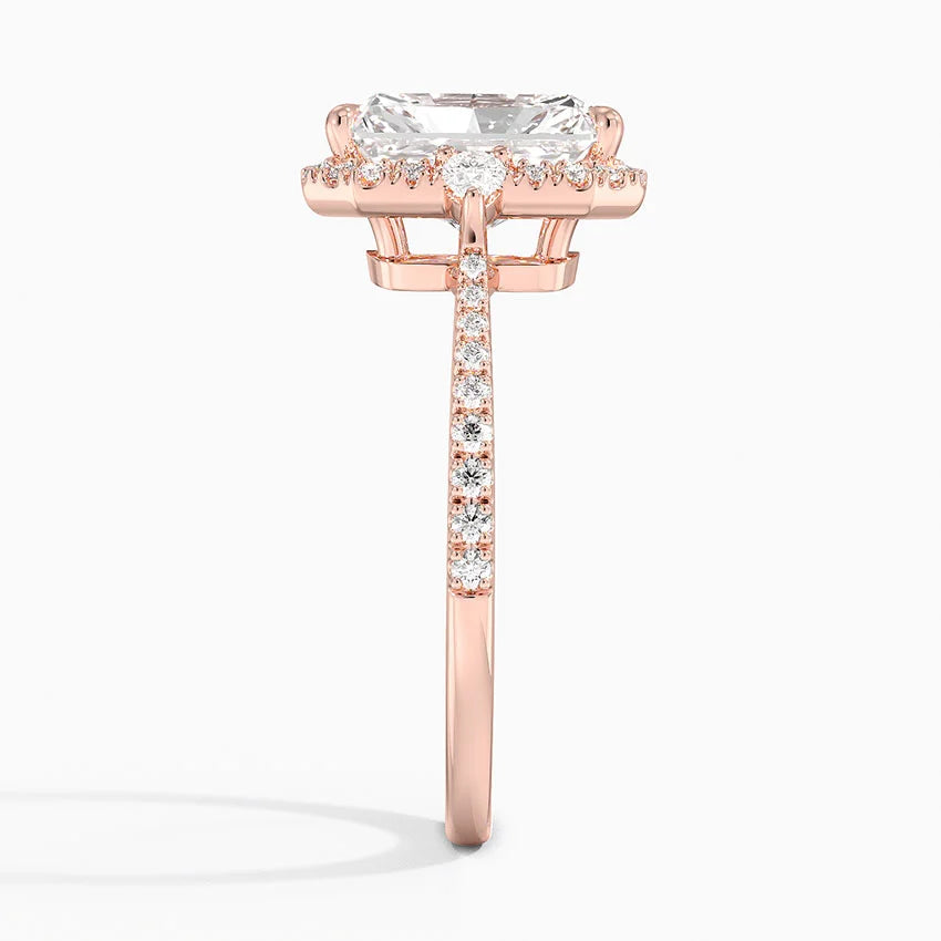 2.20 Karat Radiant Halo Tasarım Tektaş Laboratuvar Pırlanta Yüzük  18K  -Vittora - Bold Diamonds