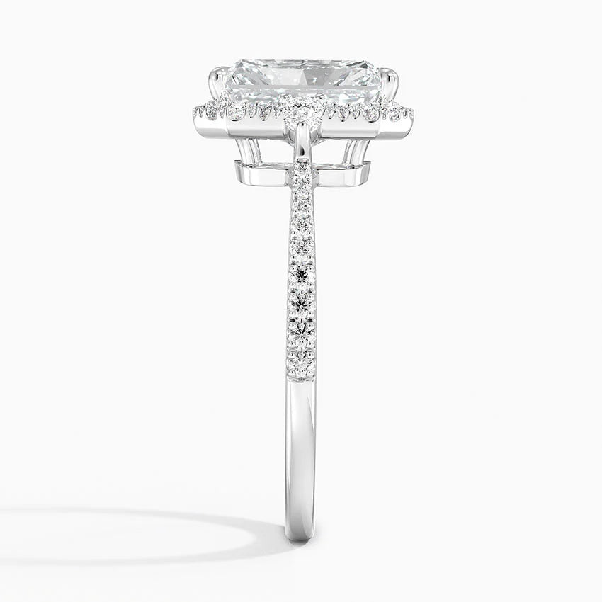 2.20 Karat Radiant Halo Tasarım Tektaş Laboratuvar Pırlanta Yüzük  18K  -Vittora - Bold Diamonds