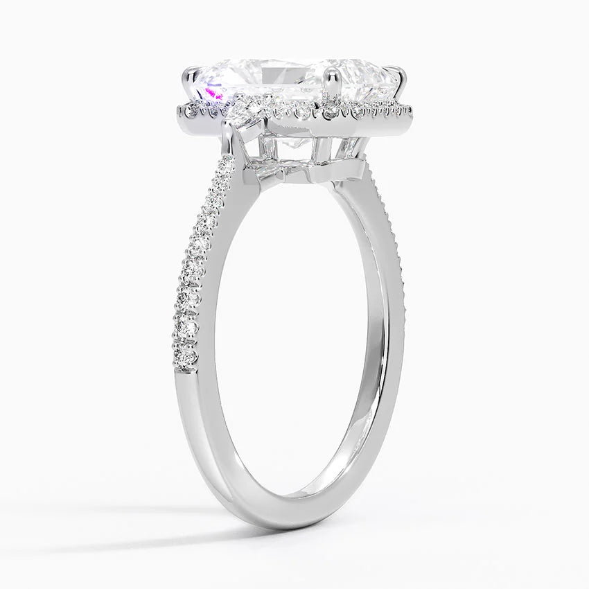 2.20 Karat Radiant Halo Tasarım Tektaş Laboratuvar Pırlanta Yüzük  18K  -Vittora - Bold Diamonds